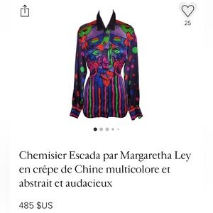 Escada expressionist portrait Abstract Women's 100 percent silk blouse - size 36